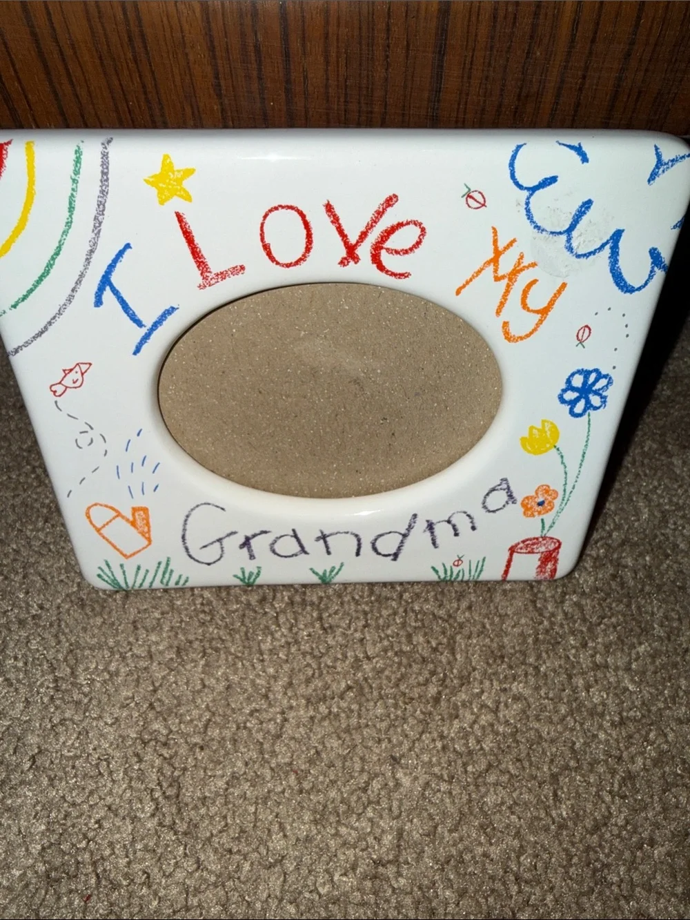 Russ White Ceramic 'I Love My Grandma' Colorful Crayon-Style Frame